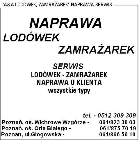 POZNAŃ NAPRAWA AGD- Serwis Lodówek i Zamrażarek, POZNAŃ,  GŁOGOWSKA, wielkopolskie