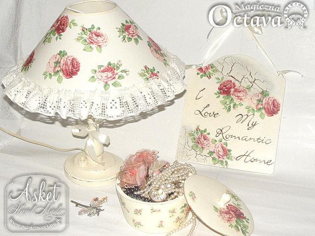 Lampa shabby chic z kompletem