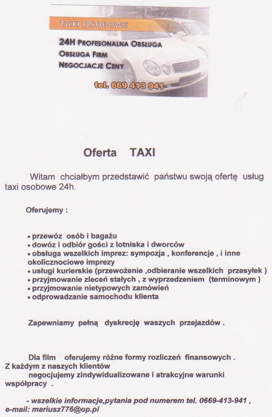 TAXI OSOBOWE 24h Żyrardów, mazowieckie