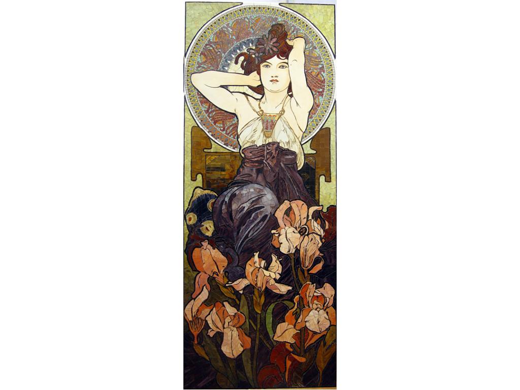 Mozaika wg Alfonsa Muchy o wymiarach 70 x 170 cm