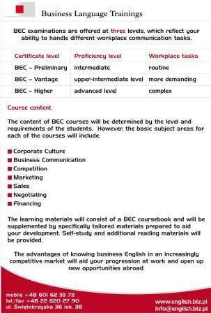 Kurs BEC - Business English Certificate 2