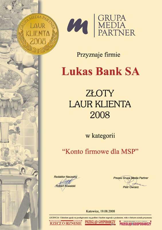 Złoty Laur Konsumenta dla Lukas Banku