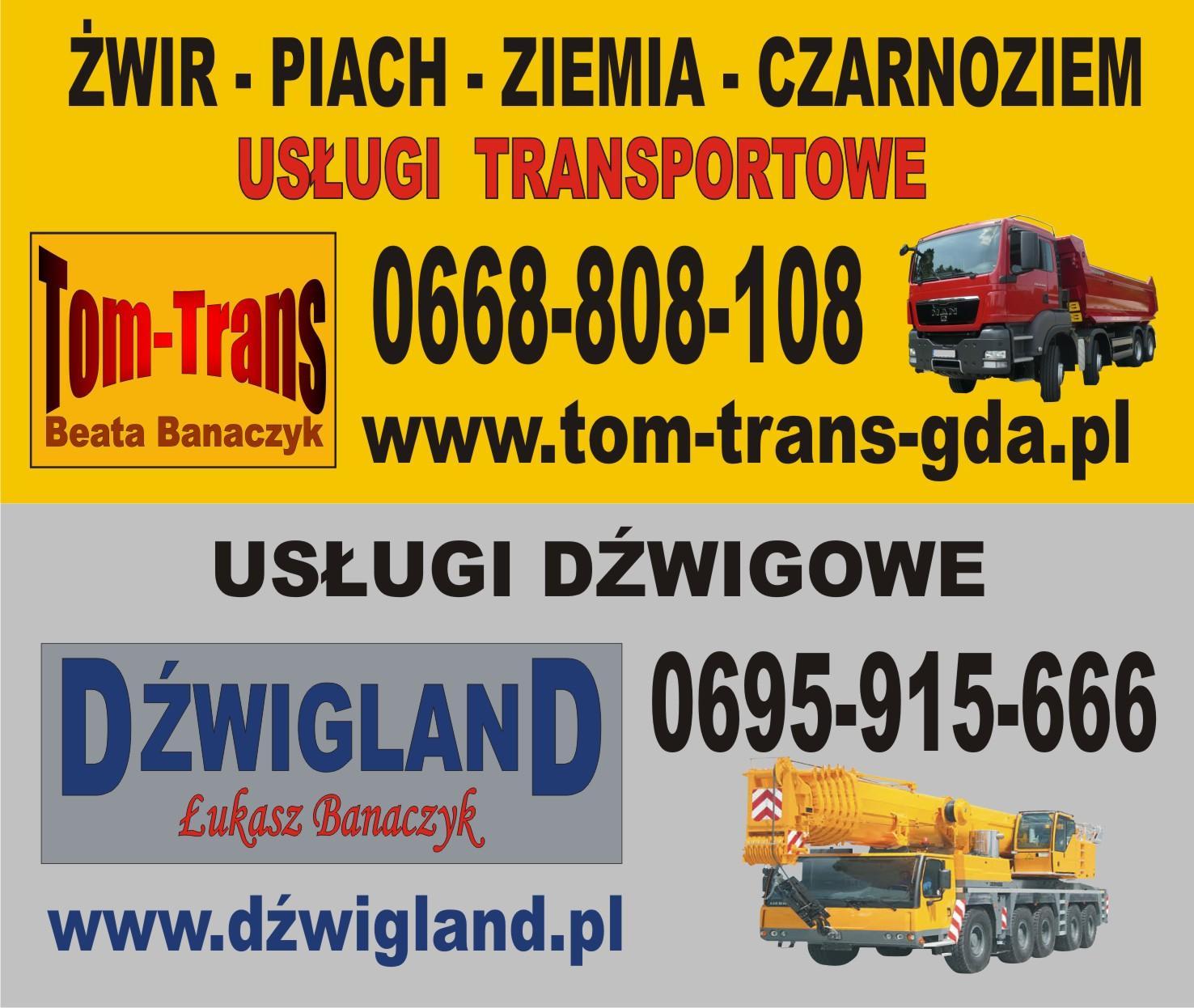 Transport żwiru,piachu,ziemi,gruzu itp., Gdańsk,Pruszcz Gd,Tczew,Trąbki Wielkie i okolice, pomorskie