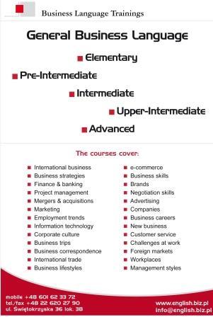 BUSINESS ENGLISH INTERMEDIATE, Warszawa, mazowieckie