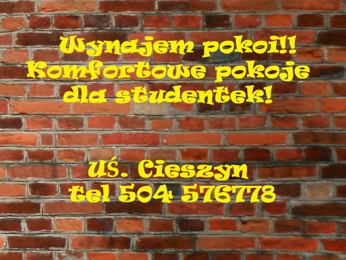 Wynajem POKOI dla Studentek Cieszyn, śląskie