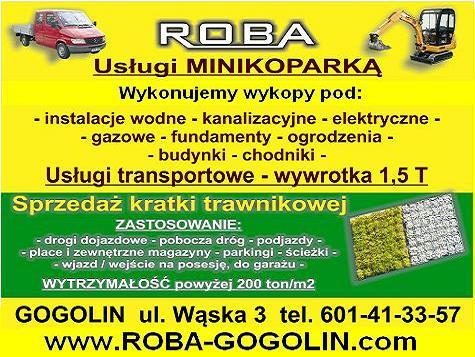 ROBA minikoparka, koparka, wykopy, transport , Gogolin , Krapkowice , Opole , Strzelce-opolskie, opolskie