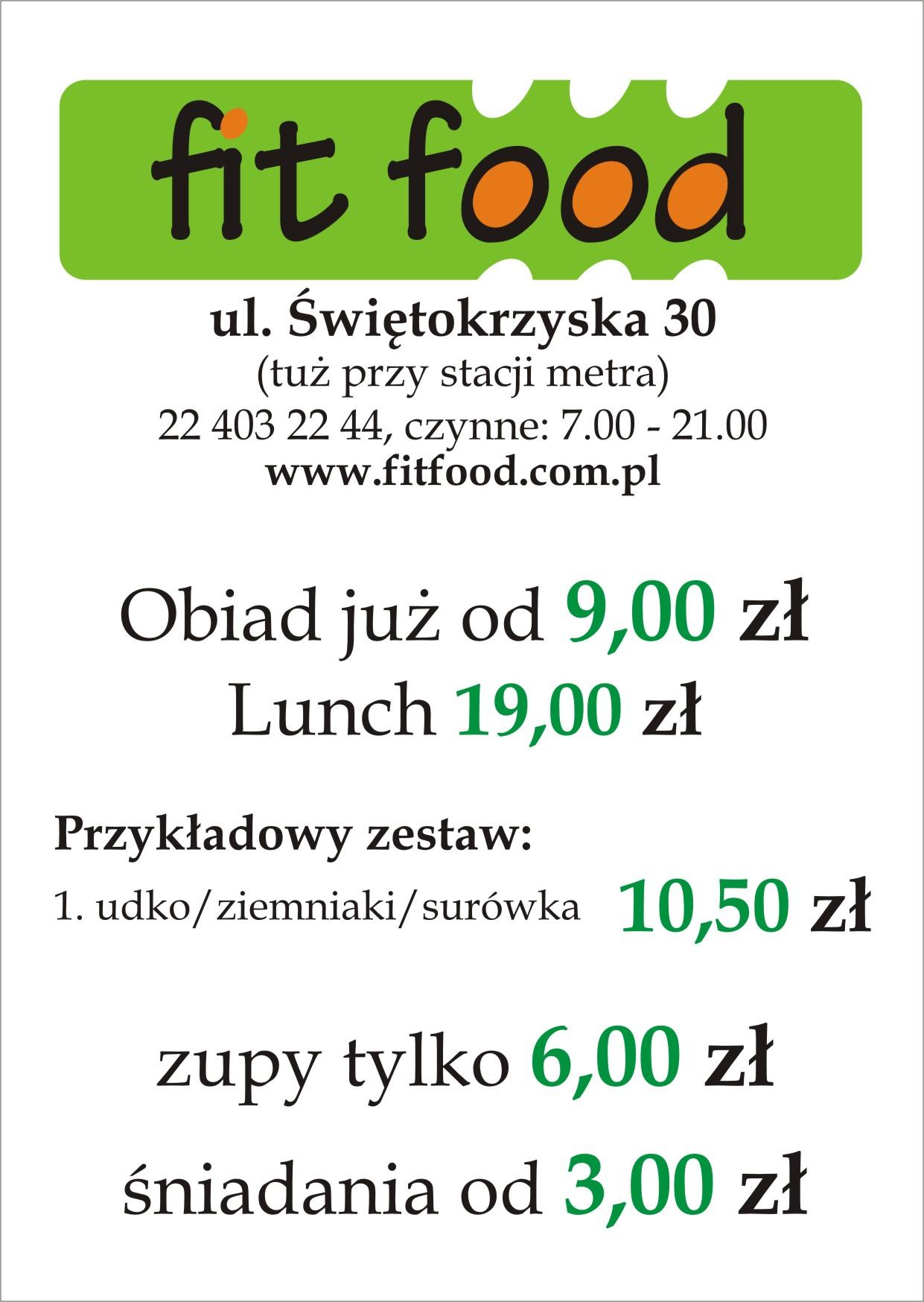 ULOTKA RESTAURACJI FIT FOOD