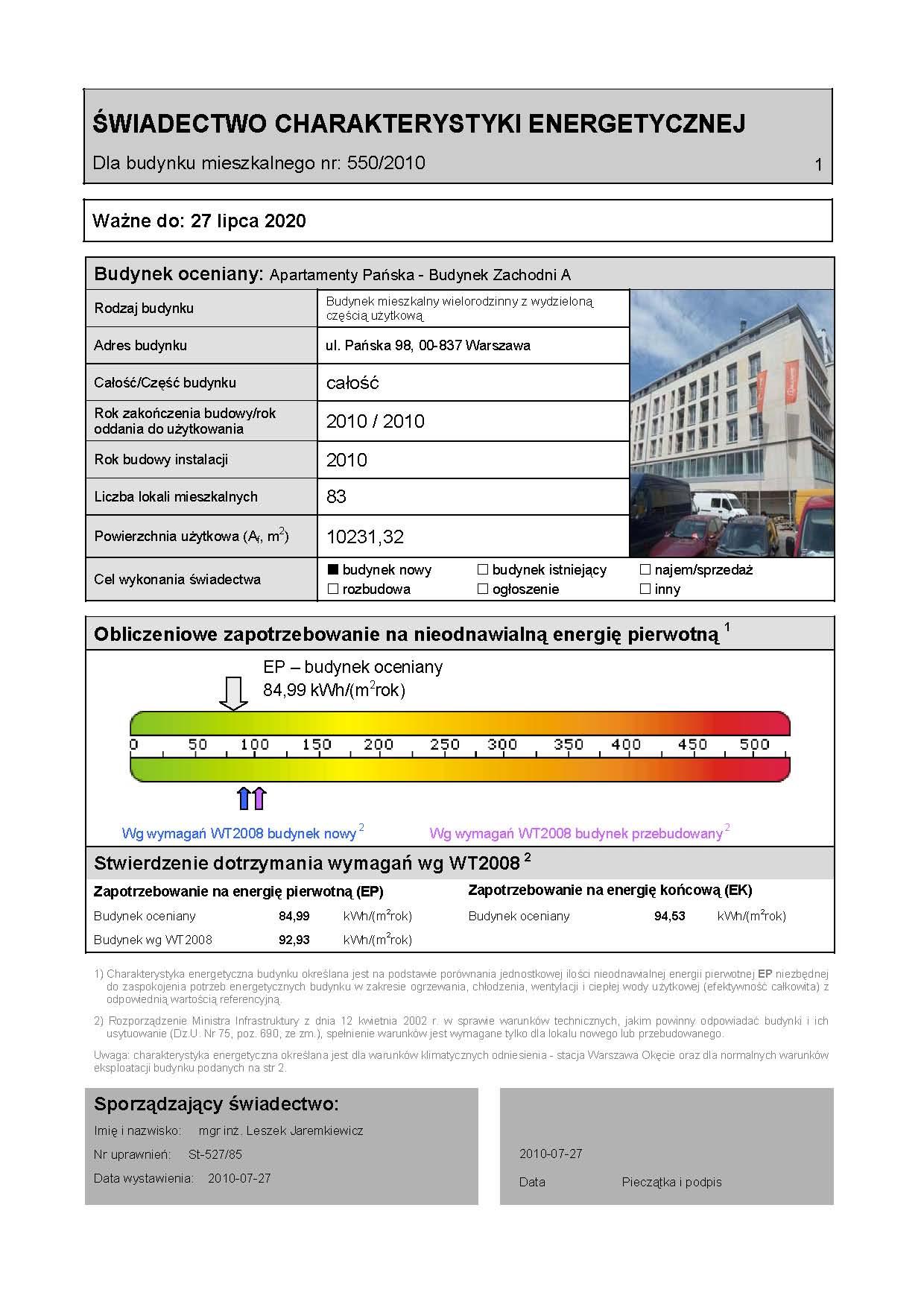 świadectwa charakterystyki energetycznej