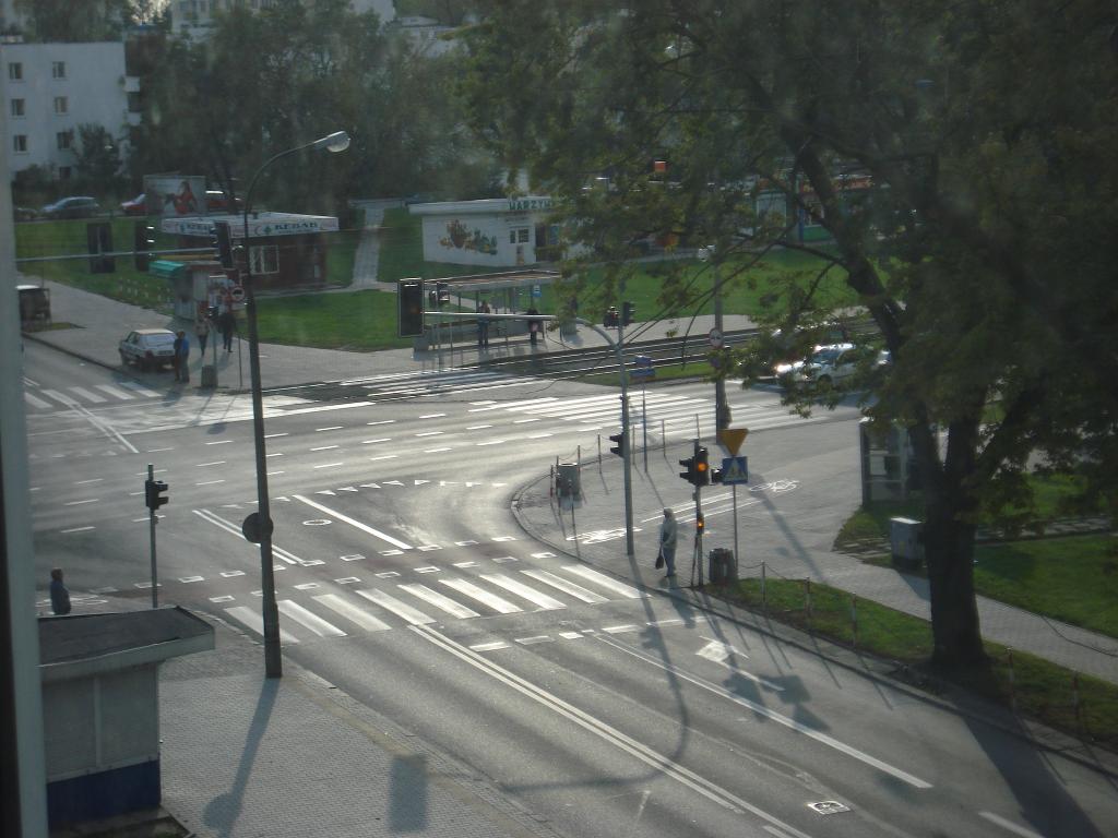 Widok z okna na przystanek Sady Żoliborskie