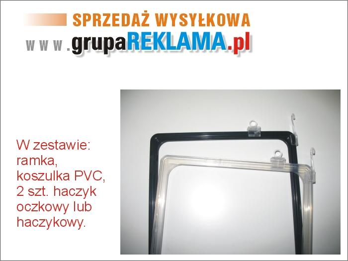 Ramka plastikowa z koszulką PVC i haczykami