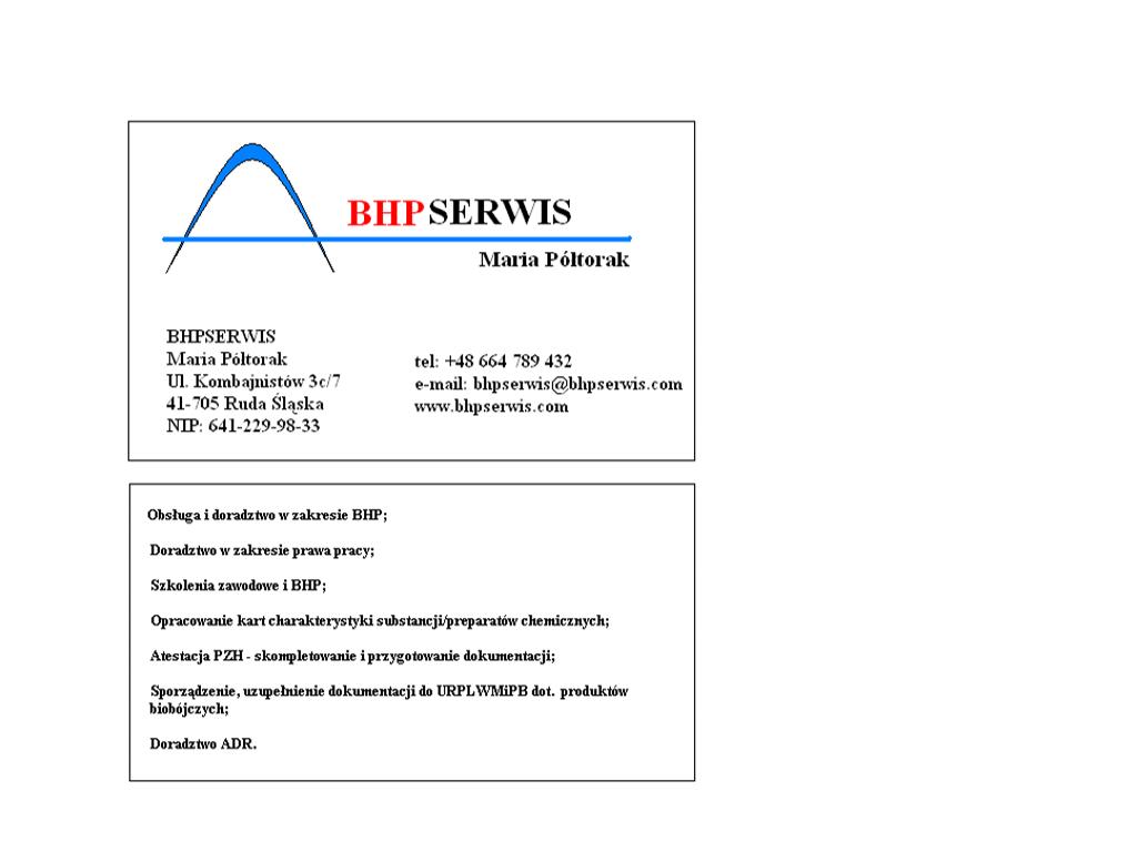 BHPSERWIS, doradztwo, szkolenia, kursy, Ruda Śląska, śląskie