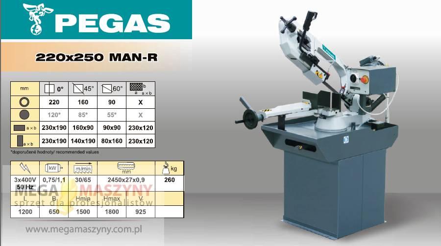 PEGAS-GONDA Przecinarka taśmowa ręczna 220x250 MAN-R