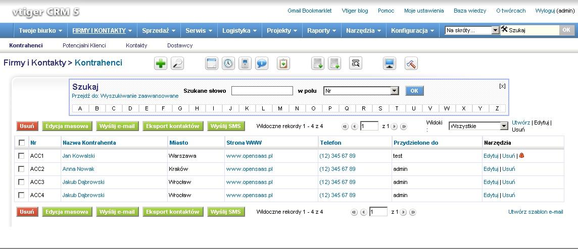 Vtiger 5.2 PL - Lista Klientów