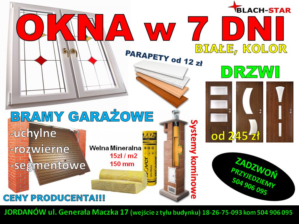 OKNA PCV w 7 dni białe, kolor BLACHY, moduły, Jordanów, małopolskie