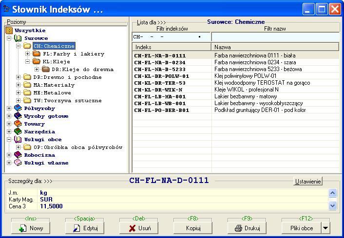 Słownik Indeksów - zasoby firmy