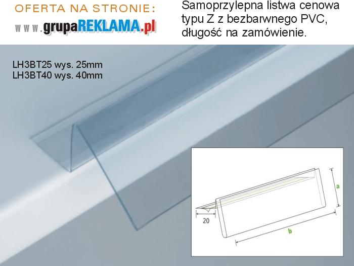 Listwa bezbarwna typu Z na regały sklepowe