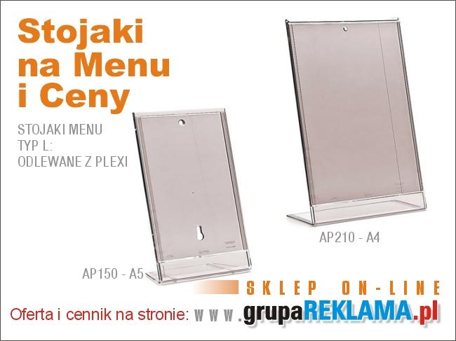 Stojaki Menu card z plexi odlewanego. Stojaki typ L