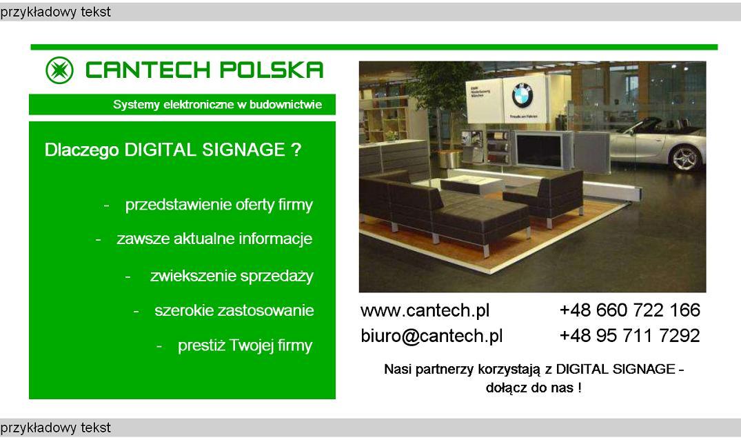CANTECH- Digital Signage, ekrany LCD,LED, telebimy, Gorzów Wlkp, lubuskie
