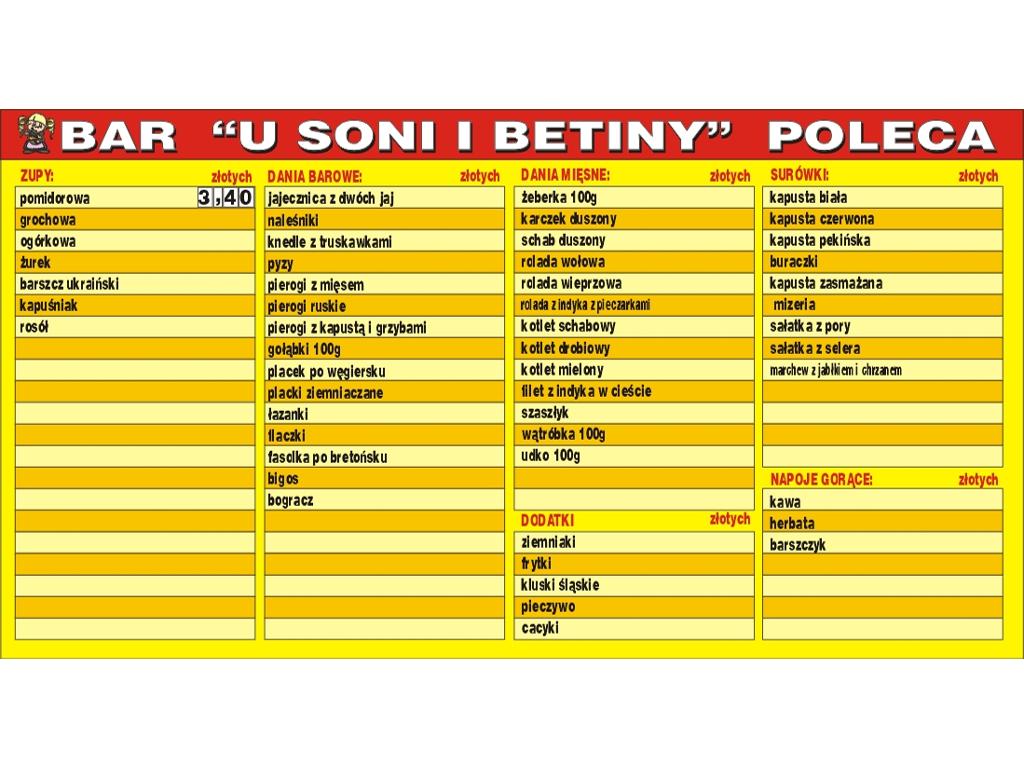 Pyszny i Tani Obiadek dla Ciebie-  U Soni i Betiny, Trachy-Gliwice, śląskie