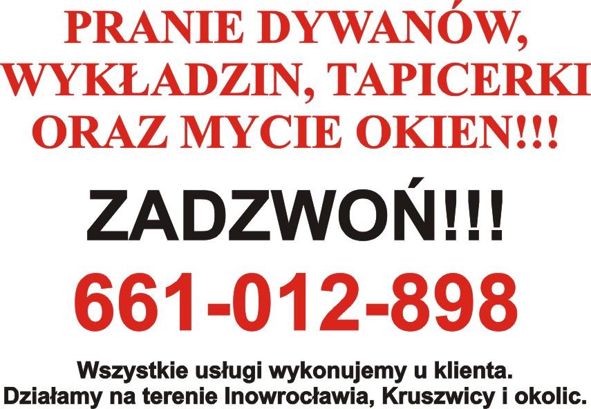 PRANIE DYWANÓW, TAPICEREK I MYCIE OKIEN!!!, Inowrocław Kruszwica, kujawsko-pomorskie