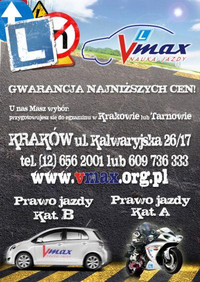 Nauka jazdy Kat. A1,A,B Kraków OSK Vmax  PROMOCJE, małopolskie