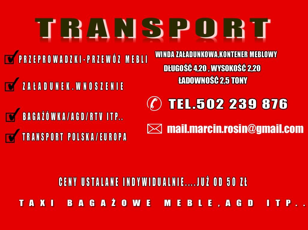 BAGAŻÓWKA/PRZEPROWADZKI/TRANSPORT/TAXI BAGAŻOWE, PRUSZCZ GD, pomorskie