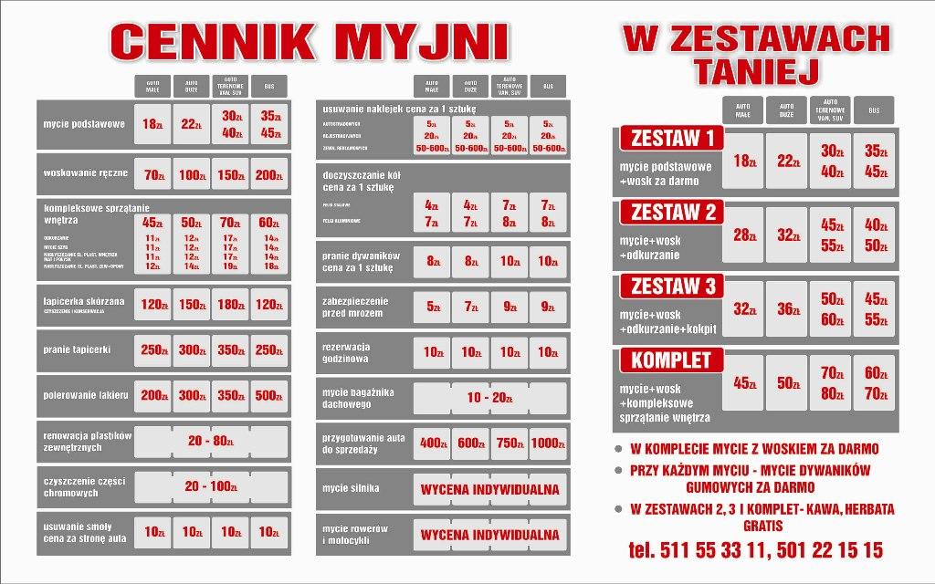 Tęczowa Automyjnia Ręczna Wrocław Cennik