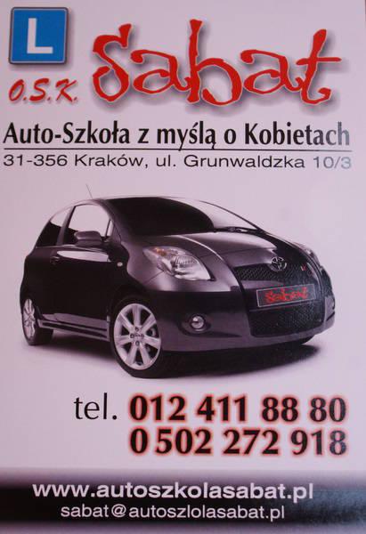 Babska szkoła jazdy Kraków-Auto-Szkoła SABAT , małopolskie