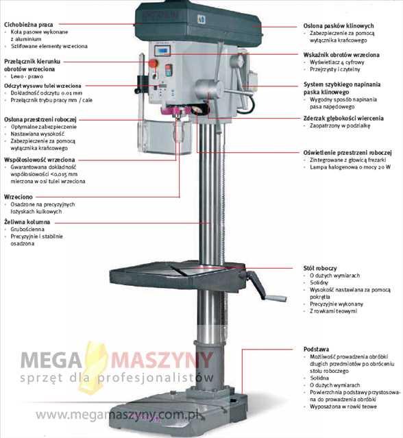 WIERTARKA WIERTARKI SŁUPOWE SLUPOWE KOLUMNOWE PIONOWE MEGAMASZYNY RUCHOMY STÓŁ REGULOWANY STÓŁ