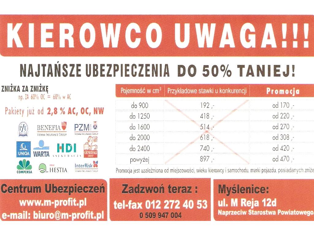 UBEZPIECZENIA PROFIT, MYŚLENICE, małopolskie