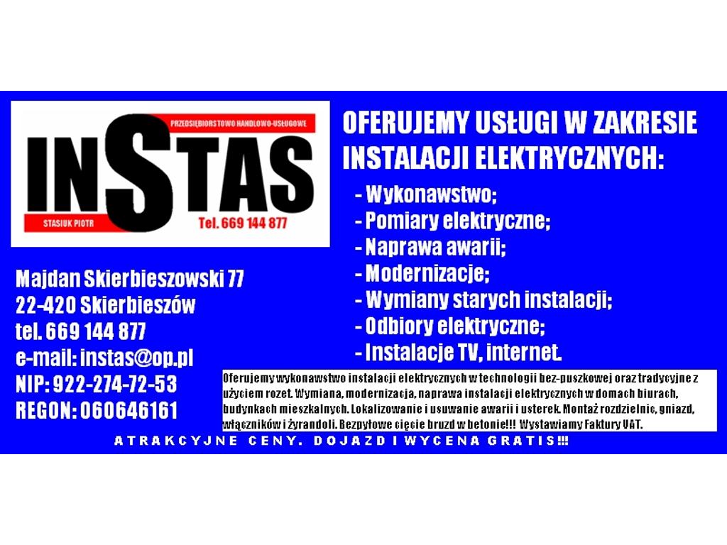 Elektroinstalatorstwo, instalacje elektryczne, Skierbieszów, lubelskie