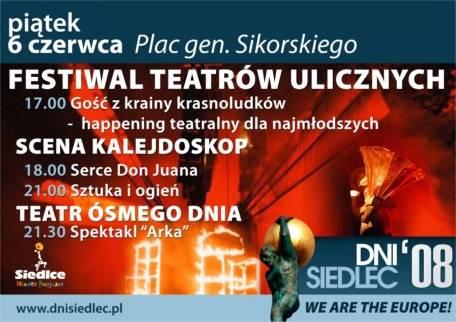 plakat teatry uliczne m.in widowisko uliczne "Serce Don Juna "