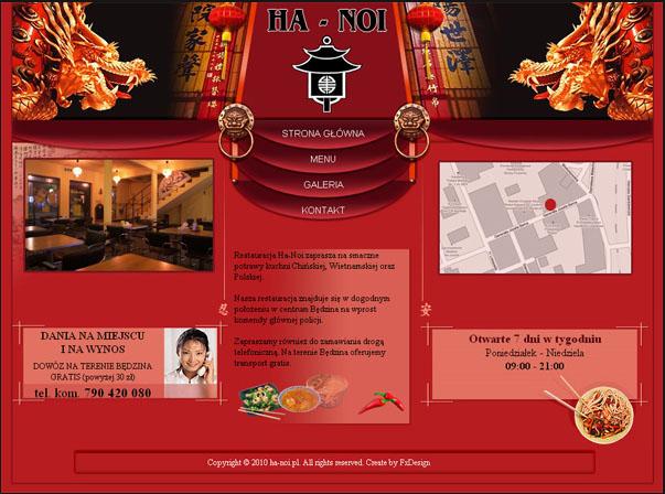 Strona internetowa dla Restauracji Chińsko - Wietnamsko - Polskiej HA-NOI z Będzina