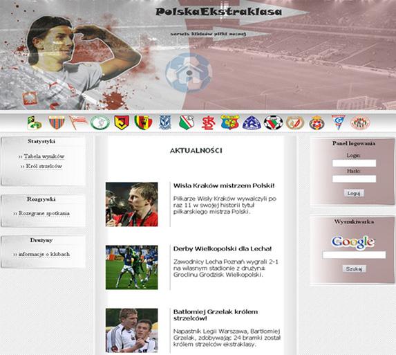 Portfolio 3 - strona internetowa Polska Ekstraklasa