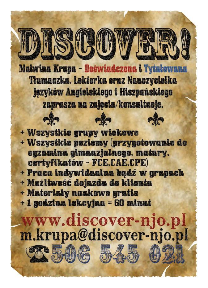 DISCOVER - Nauka Języków Obcych/Biuro Tłumacze, Warszawa, mazowieckie