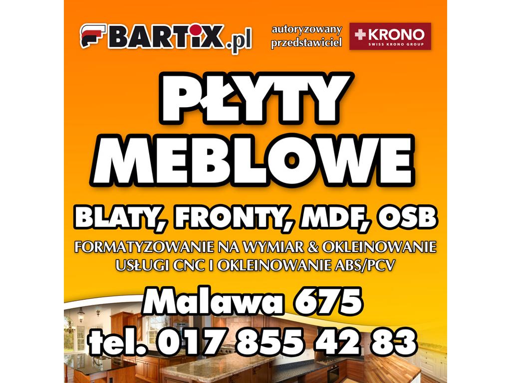 Bartix Malawa plyty meblowe wiorowe pilsniowe laminowane ciecie oklejanie krzywoliniowe CNC blaty