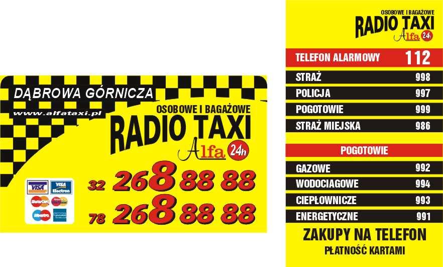 Radio Taxi ALFA , Dąbrowa Górnicza, śląskie