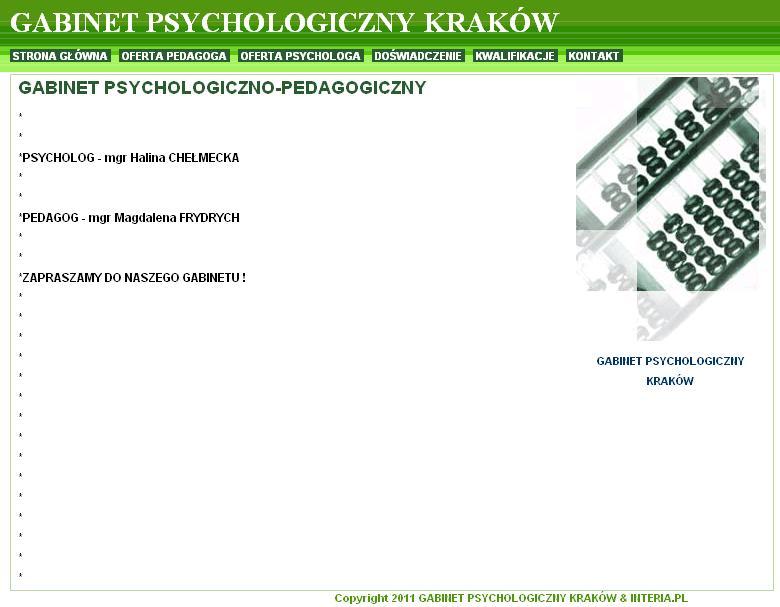 Psycholog terapia gabinet, Kraków, małopolskie