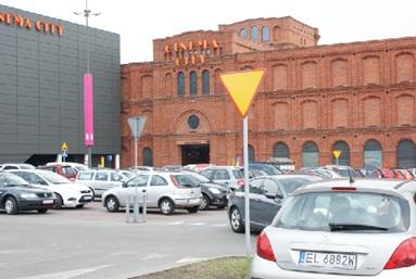 Reklama na telebimach Led Łódź, Manufaktura parkin, łódzkie