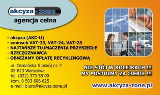 Agencja Celna Akcyza Zone, Warszawa, mazowieckie