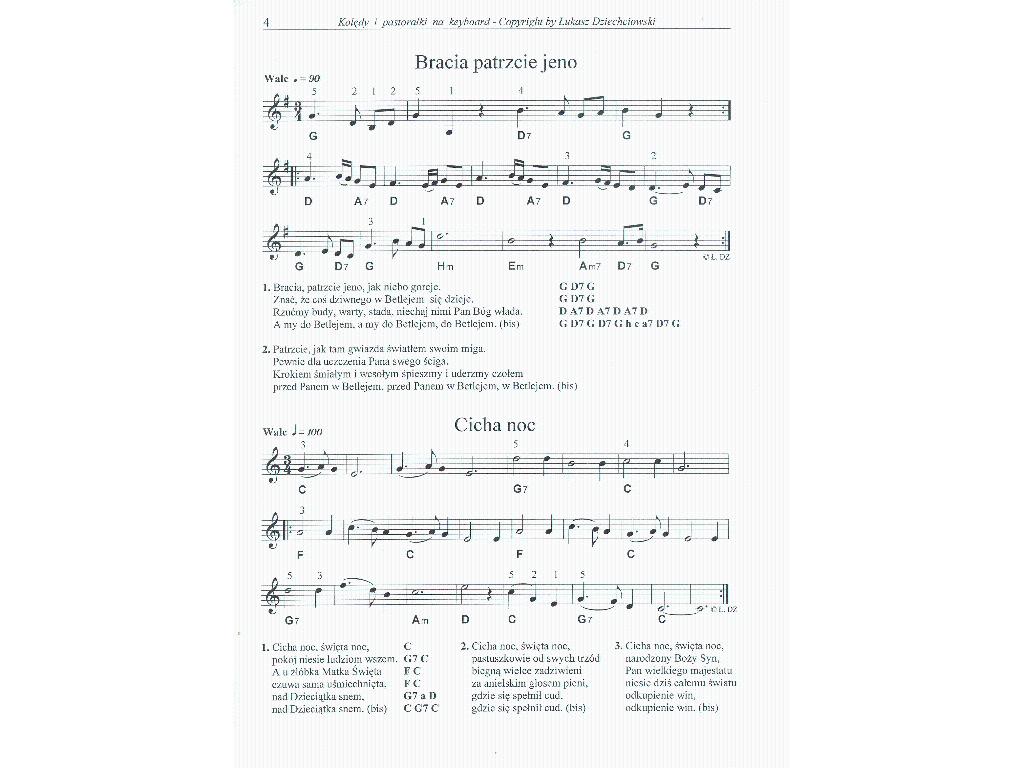 KOLĘDY NA KEYBOARD I GITARĘ - nuty słowa akordy, SKAWA, małopolskie