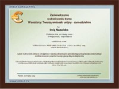 Certyfikat - ARBIZ Szkolenia unijne i biznesowe Poznań - kliknij, aby powiększyć
