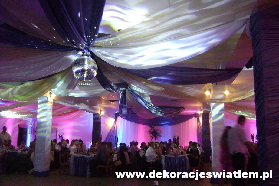 Oświetlenie wesela - sali weselnej oświetleniem