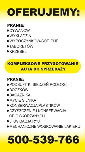 Pranie tapicerki samochodowej, dywanów Żyrardów, mazowieckie