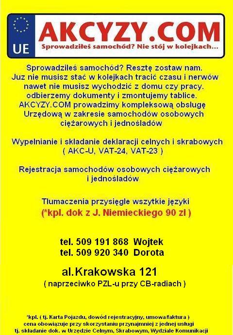 Rejestracja samochodow z Niemiec, akcyz, tlumacz, Warszawa, mazowieckie