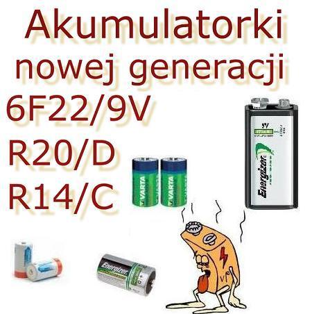 Akumulatorki Nowa generacja! Sanyo 6F22 9v,R14,R20, Rybnik, śląskie