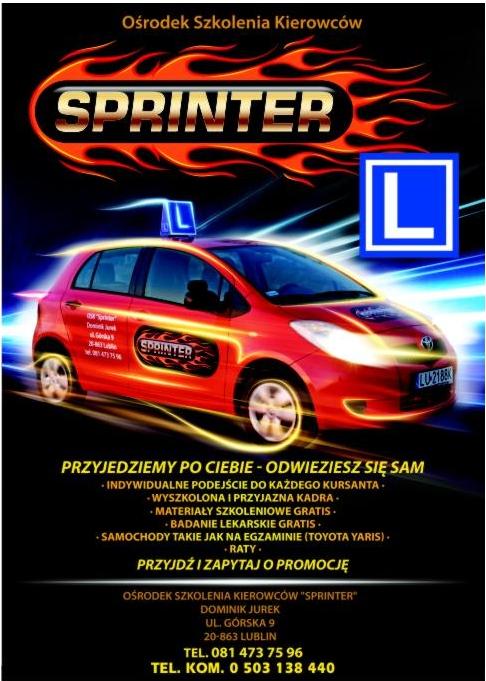 Nauka Jazdy kat. A i B Lublin SPRINTER, lubelskie