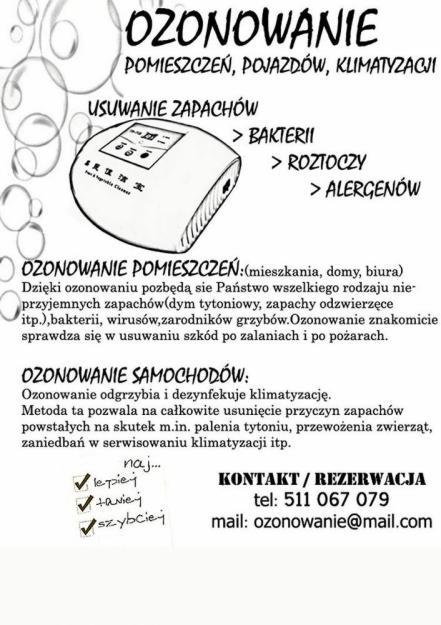 OZONOWANIE.usuwanie alergenów roztoczy pleśni., podkarpackie