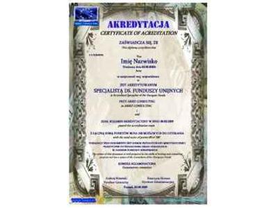 Certyfikat - Akredytacja (dwujęzyczny dokument) - kliknij, aby powiększyć