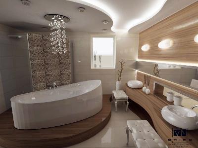 przykładowy projekt - wizualizacja łazienki w apartamencie - kliknij, aby powiększyć